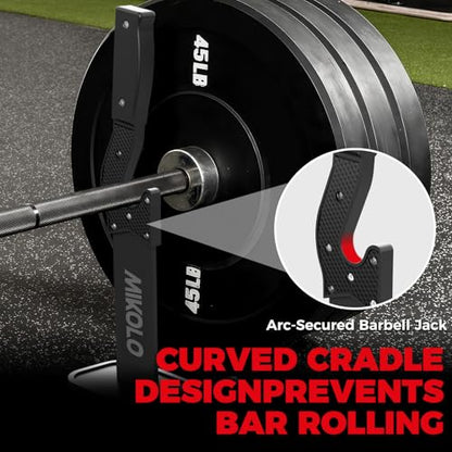 Mikolo Deadlift Jack Barbell Jack Unload 660LB Barbell Stand with No-Slip Handle for Loading & Unloading Weight Plates for Deadlift Exercise, Weight Training