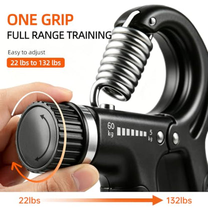 Hand Grip Strengthener Set Resistance Gripper for Forearm Training Adjustable Carpal Tunnel Rehab, Climbing, Weightlifting - color: Black