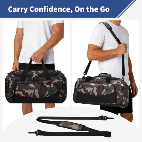 30L Gym Sport Duffle Bag - 17 inch Carry on Weekender Overnight Bag for Travel, Workout, Fitness (Camo-30L) - color: Camo