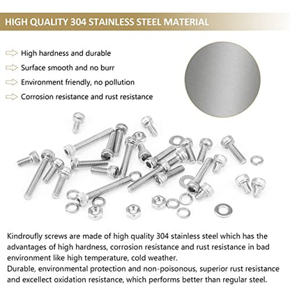 542 Pieces M3 x 6/8 /12/16 /20/25 /30mm Hex Socket Head Cap Screws Nuts Washers Assortment Kit, 304 Stainless Steel, Fully Machine Thread - size: M3, style: Socket Head