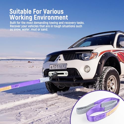 2-PCS 5:1 Safety Factor 1" X3.3' Lifting Slings 2204 lbs Webbing Sling 2 ply Polyester Lifting Strap with Twisted Eye & Eye for Industrial Shop Use, Hoist, Tree Stumps, Heavy Duty Cargo, Purple
