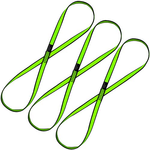 KIKIGOAL 18MM Nylon Climbing Sling Runner 23KN CE2008/EN566 Rock Climbing Webbing Straps for Outdoor Climbing, Rappelling, Swing, Yoga Hammock etc - size: 60 cm (24 inches), style: 3PCS GREEN