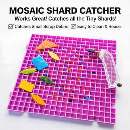 12"x12"Stained Glass Cutting Mat, with Rubber Pads, Breaker Ball & Non-Slip Grip Rings, Modular Stained Glass Grid Mat (Purple-1 Pack)