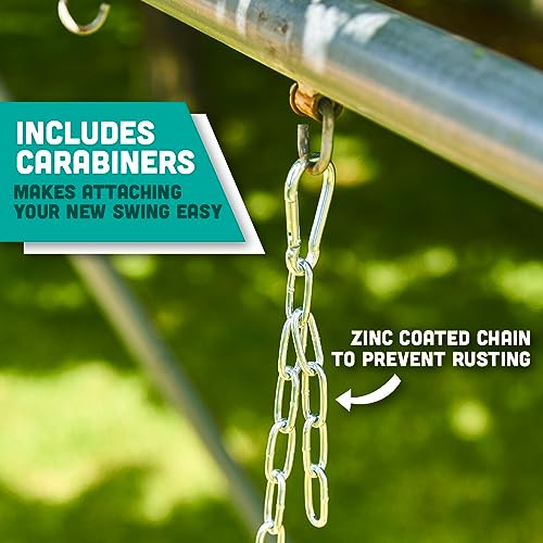 Premium High Back Full Bucket Toddler Swing Seat with Finger Grip, Plastic Coated Chains and Carabiners for Easy Install - Blue - Squirrel Products - color: Blue