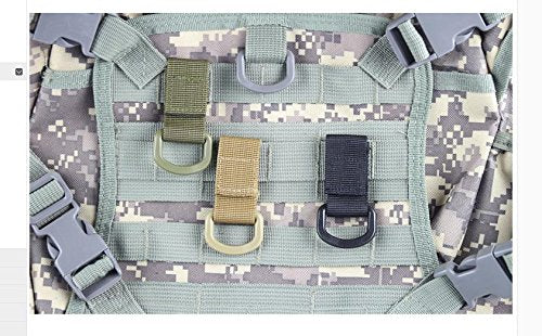 Jadedragon Multipurpose Tactical 360 Rotation D-Ring Clips/Locking Carabiner/Hydration Tube Clips/Elastic String Strap Management Tool for MOLLE Webbing Attachment Backpacks - color: DW-Green