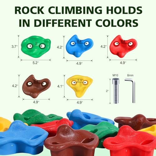 TOPNEW 25PCS Rock Climbing Holds for Kids, Large Climbing Holds for Play Set, Swingset - Adult Rock Wall Holds with Mounting Hardware for Indoor Outdoor Rock Climbing Wall - style: 25 PCS Rock Climbing Holds