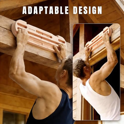 Wooden Climbing Hangboard, Training Hang Board, Rock Climbing Fingerboard with Incremental Depth Pockets for Finger & Forearm Strength, Grip Training and Pull-ups for Climbers Gift
