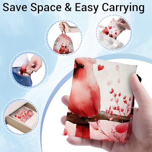 Red Grip Bag for Gymnast Bird Love Drawstring Packing Bag Small Holiday - color: Red Bird Leaf