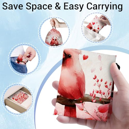 Red Grip Bag for Gymnast Bird Love Drawstring Packing Bag Small Holiday - color: Red Bird Leaf