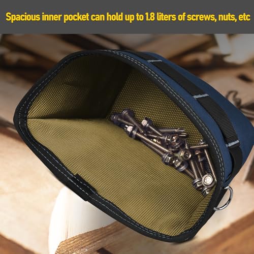 Tool Pouch Nails Screws Bag with Belt Clip (XL, Blue) - color: Blue