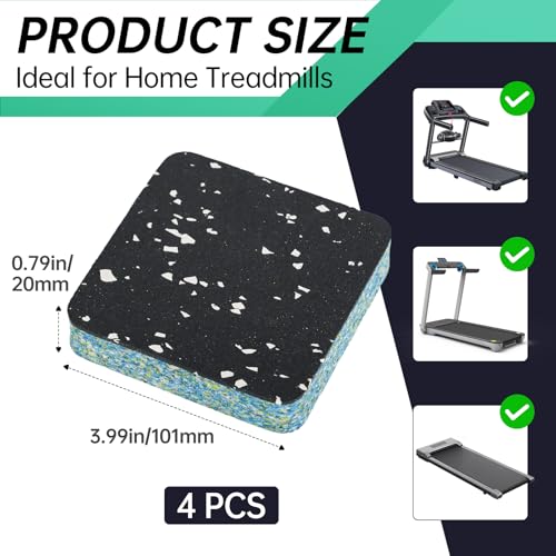 Treadmill Incline Riser Blocks, 4 PCS Walking Pad Incline Blocks, High-Density Rubber Top and Foam Base, Noise Reduction and Shock Absorption Mats, Ideal for Walking and Uphill Training at Home
