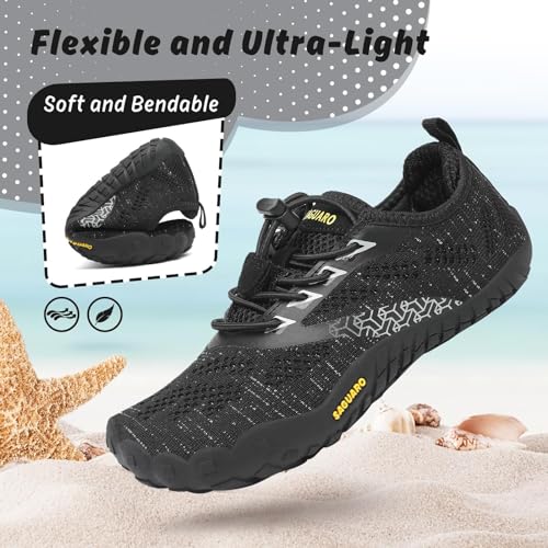SAGUARO Kids' Barefoot Shoes Boys Girls Quick Dry Aqua Athletic Sneakers Lightweight Sport Footwear Toddler Water Shoes - color: All Black, size: 9.5 Toddler