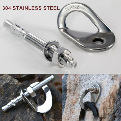2 Set 304 Stainless Steel Climbing Anchor Bolt, 30KN Rock Climbing Bolt Hanger, Climb Fastening Bolt Safe Fixed Point, Rock Climbing Holds - color: 2 sets
