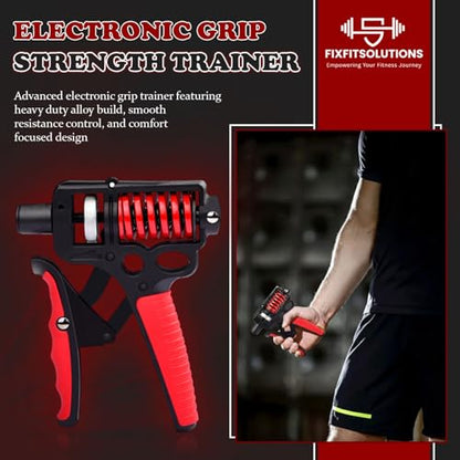 Adjustable 10–400 lb Grip Strength Trainer (Premium Adjustable Grip Strengthener for Forearm Training) Alloy Frame, Titanium-Plated Steel, TPR Non-Slip Handles | Color Red