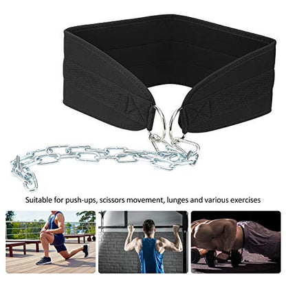 Pull Up Weighted Dip Belt High Quality Durable Steel Chain Fitness Equipment for Gym Workouts Polyester Material 36.2in Length