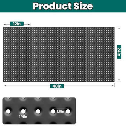 EVERHANGER Metal Pegboard Panels 24" x 12", Heavy Duty Steel Peg Boards for Garage, Pegboard Wall Organizer for Tool Storage and Organization, Black, 4 Pack - size: 4 Pack 24" x 12"