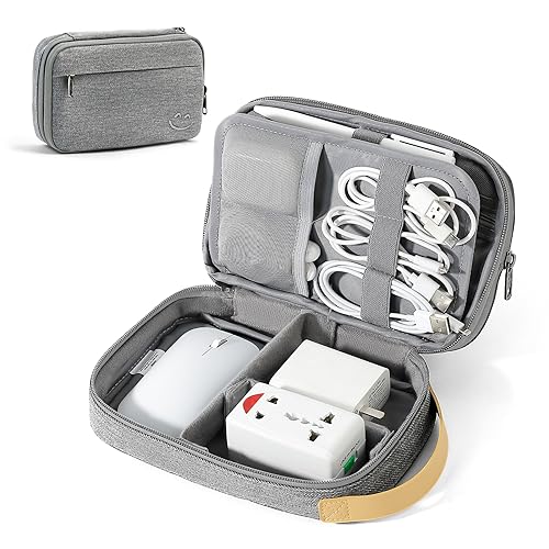 Travelkin Cord Organizer Travel, Cable Organizer For Electronic Accessories | Expandable electronics bag,tech organizer travel case, charger organizer travel case for Card,Usbs, travel essentials - color: Grey, size: Medium