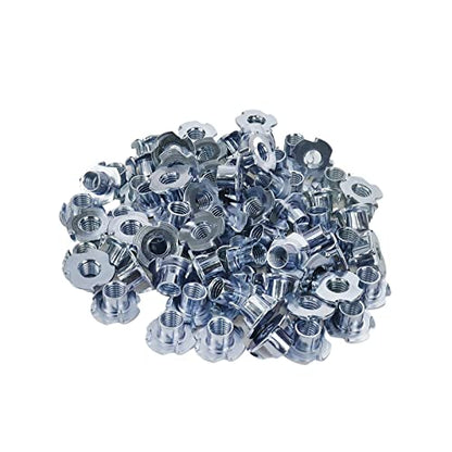 M10 T Nuts 80Pcs Threaded Inserts T-Nuts, Zinc-Plated Steel 4 Pronged Tee Nut for Wood, Rock Climbing Holds Cabinetry - size: M10(80Pcs)