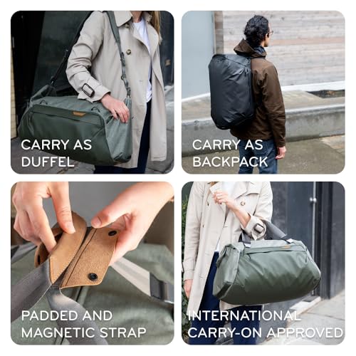 Peak Design Travel Duffel 65L, Eclipse, Weatherproof, Extra-Wide Zip, 4 External Pockets, Fits Packing & Camera Cubes, Ideal Weekend Bag, Versatile Duffel for Travel & Everyday Use - color: Eclipse, size: 65L