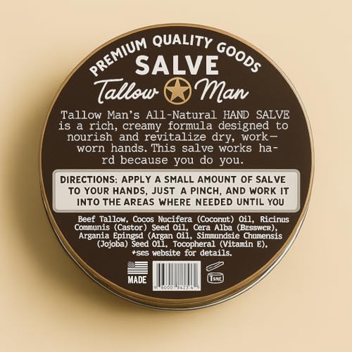 Tallow Man Hand Salve – Heavy-Duty Hand Repair for Working Men | Grass-Fed Tallow 5oz