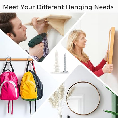 530PCS Wall Anchors Assortment Kit with Drywall Anchors and Screws, Picture Hangers, 6 Sizes Picture Frame Hanging Kit
