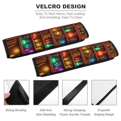 Universal Fit Seat Belt Shoulder Pad for Adult Use, Most Cars, 2 Pack Halloween Witch Book Gothic Readers Reading Books Harness Pads Strap Pressure Relief - color: Pattern 848