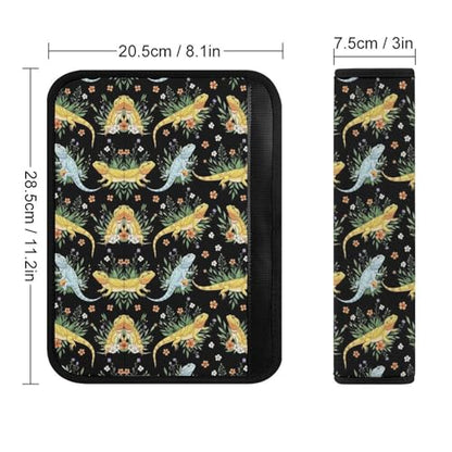 Soft Padded Car Seat Belt Pad for Child, Most Cars, 2 Piece Dark Bearded Dragon Botanical Lizard Wild Flower Seat Belt Cushion Comfortable Driving - color: Pattern 48
