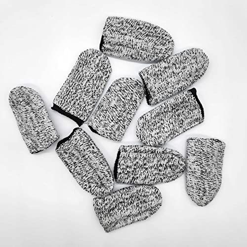 BlingKingdom 10pcs Breathable Cut Resistant Finger Cots Protection Reusable Durable Non Slip Finger Thumb Protector Gloves for Work Kitchen Garden Sculpture Grinding Stained Glass(Grey)