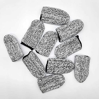 BlingKingdom 10pcs Breathable Cut Resistant Finger Cots Protection Reusable Durable Non Slip Finger Thumb Protector Gloves for Work Kitchen Garden Sculpture Grinding Stained Glass(Grey)