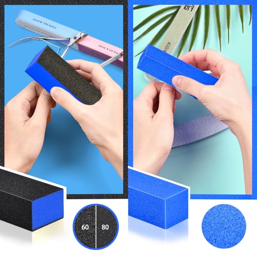 TsMADDTs Nail Manicure Kit with 3 Files, 2 Buffer Blocks, Cuticle Tool with Trimmer, Pusher and Cuticle Oil for Women Nail Care