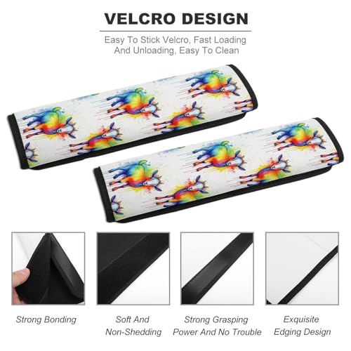 2 Pack Rainbow Watercolor Goat White Car Seat Straps Shoulder Pads Soft Padded Seat Belt Cushion for Kids, All Vehicles, Pressure Relief - color: Pattern 755