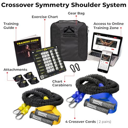 Crossover Symmetry Shoulder System Includes Two Sets of Resistance Bands Attachments Training Guide Exercise Chart Online Workouts for Home Fitness Rehab Rotator Cuff Exercises - style: Elite Wall Mounts