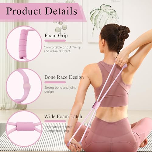 2 Pack Figure 8 Resistance Band, Workout Stretch Bands for Exercise, Arm Back Shoulder Fitness Elastic Rope Equipment for Yoga Pilates Physical Therapy Stretching Training - color: 2Pcs