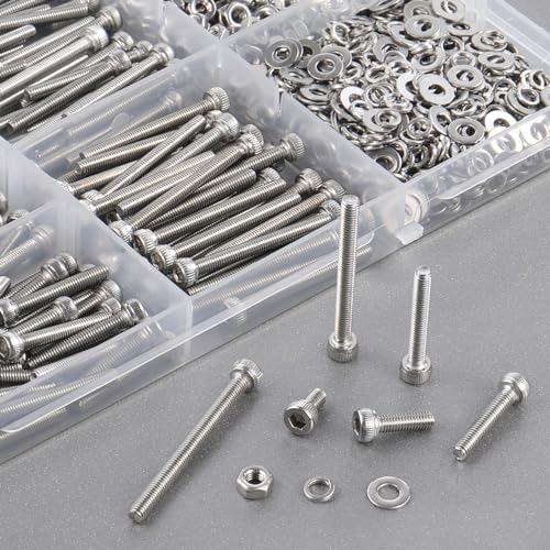 VGBUY 440pcs M3 Screw Assortment Kit, M3 Screws Bolts for 3D Printer DIY, Hex Socket Head Cap Screws Bolts Nuts Washer Kit, 304 Stainless Steel, 25/30/35/40/45mm - size: M3x25/30/35/40/45mm, style: Socket Head