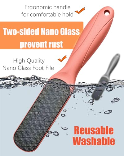 Nano Glass Foot File, Callus Remover for Feet, Wet and Dry Feet Dead Skin Remover, Durable Foot Scrubber, Double-Sided Safe Hygienic Pedicure Tools for Feet, Long Lasting Foot Care Soft Smooth Feet - style: Rose gold