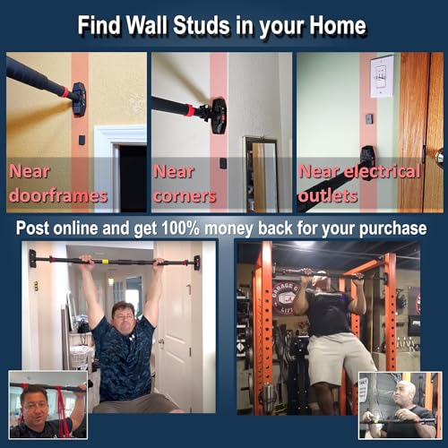 Pull Up Bar for Hallway or Doorway 6-piece Set with Two Attachable Resistance Bands/Handles, Training Manuals, No Screws Chin Up Bar, Max 680lbs, Width options: 27-37", 37-47"; 46-53" - size: 37"-47"
