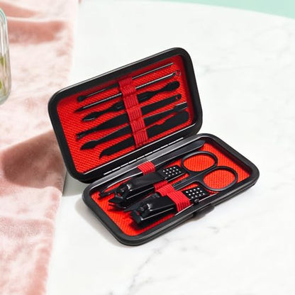 10Pcs Manicure Kit, Manicure Set Nail Clippers Kit Professional Stainless Steel Nail Care Tools with Leather Travel Case, Travel Nail Care Set for Men and Women
