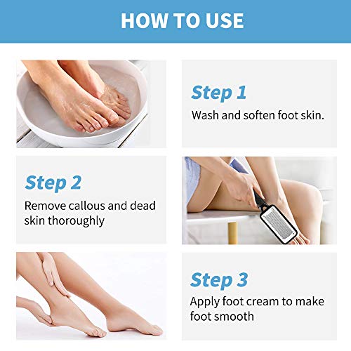 Fu Store 2 Pack Foot Files Callus Remover Stainless Steel Foot Rasp and Dual Sided Feet File Professional Scrubber Pedicure Tools Premium for Feet Care Remove Hard Skin - color: Black