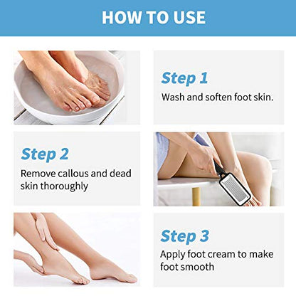 Fu Store 2 Pack Foot Files Callus Remover Stainless Steel Foot Rasp and Dual Sided Feet File Professional Scrubber Pedicure Tools Premium for Feet Care Remove Hard Skin - color: Black