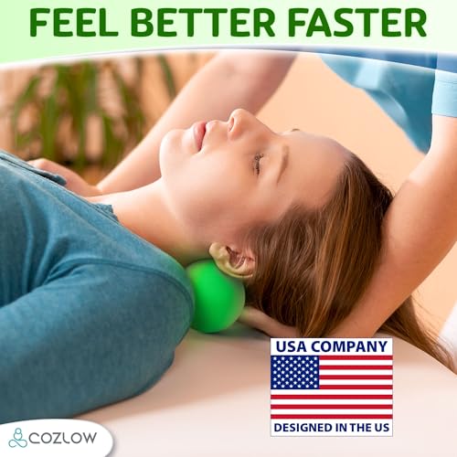 COZLOW Peanut Massage Ball - Deep Tissue Therapy, Pain Relief - Jade Green | Cozlow 5" double lacrosse silicone massage ball, trigger point roller for mobility, acupressure tool for myofascial release - color: Jade Green