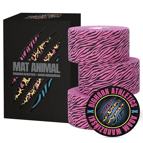 Bighorn Athletics Pink Zebra Print Sports Tape | 3-Rolls, 1.5 in x 45 Ft | Medical Tape for Ankle Wrist Hands Injury Support | No Sticky Residue, Zinc-Oxide Infused Adhesive, Mat Animal Collection - color: Pink Zebra, size: 1.5-Inch