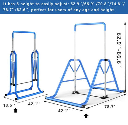 Gymnastics Horizontal Bar Expandable Gymnastic Bar Folding for Home, Adjustable Height Practice Bar Junior Training Bar for Kids and Adult Support to 440lbs