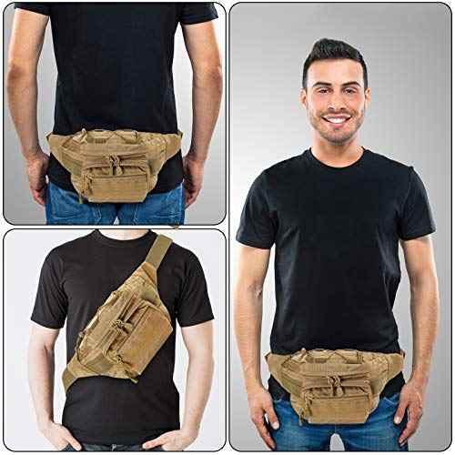 FRTKK Tactical Fanny Pack Military Waist Bag Pack with USA Flag Patch Utility Hip Pack with Adjustable Strap for Outdoors Fishing Cycling Camping Hiking Dog Walking (Tan 2) - color: Tan 2