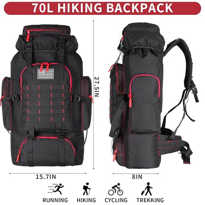 Hiking Backpack for Men 70L/100L Camping Backpack Military Rucksack Molle 3 Days Assault Pack for Climbing | Camping Backpack - color: 70l-blackred