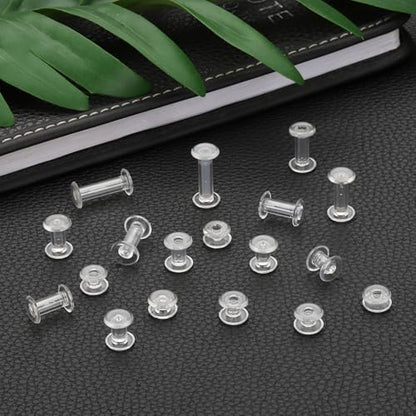 PATIKIL M5x6mm Plastic Binding Post, 50 Sets Plastic Chicago Screws Binding Screw Rivet Post Press-on Buckle for Leather Scrapbook Photo Albums, Transparent - color: Transparent, size: M5x6mm