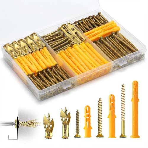 210 Pcs Smyeyml Drywall Anchors and Screws Assortment Kit, 70 Pcs Drywall Anchors Heavy Duty, 140 Pcs Self Drilling Drywall Anchors, Wall Anchors for Drywall, Shelves, Pictures, and Office Art Decor