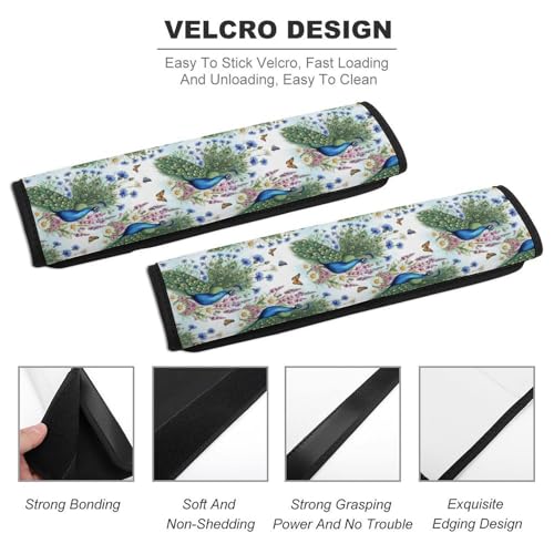 Universal Soft and Comfortable Seat Belt Shoulder Pad for Adult Use, Most Cars, 1 Pair Painting Feather Royal Peacock Bird Harness Pads Strap Anti-Slip Pad - color: Pattern 115