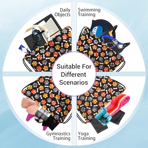 Grip Bag for Gymnast Colorful Paw Plaid Adjustable Gym String Storage Pouch Patriotic Small Bag - color: Dog Paws Black