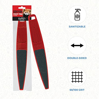 ForPro Professional Collection Red Panda Foot File, 60/100 Grit, Double-Sided Pedicure File for Feet and Heels, 10.5” L - size: 1 Count (Pack of 1)