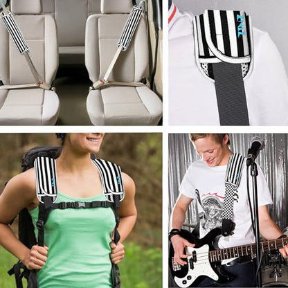Ultra Thick & Breathable Universal Shoulder Pad Cushion for Bag - Long & Comfort - color: Black&white